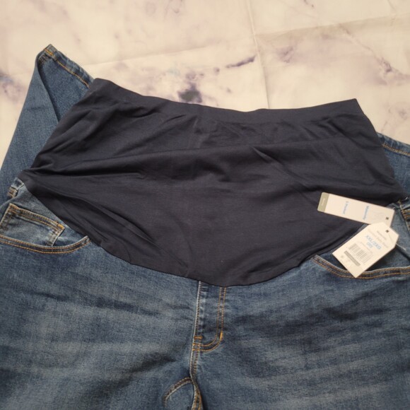 Time and Tru Comfort Belly Band Maternity Denim Jeans - Picture 2 of 6